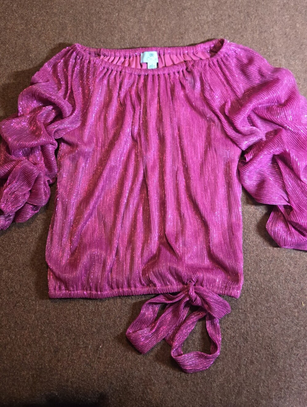 CeCe Pink Off-The-Shoulder Romantic Puffy Sleeve Blouse Size SMALL